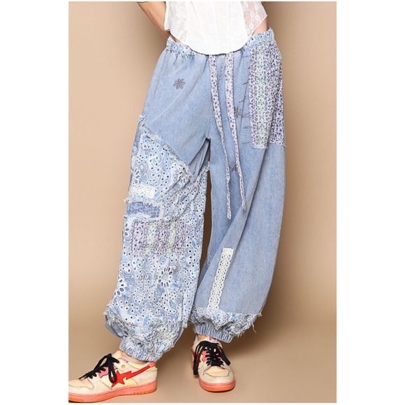 Bohemian Patchwork Blue Jeans - Picture 3 of 5